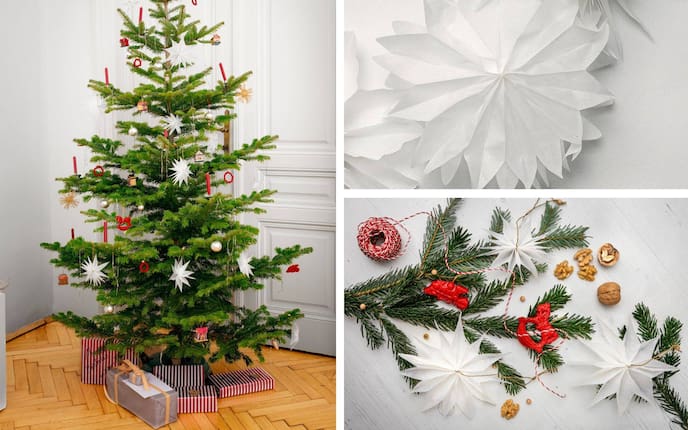 Papiersterne, selber machen, Weihnachtsbaum, Weihnachten, Weihnachtsdeko, Christbaumschmuck, Servus