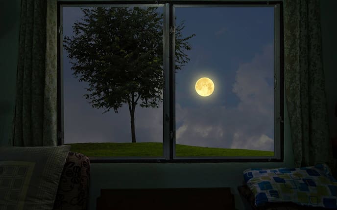 Mond, Vollmond, Schlafzimmer, Nacht, schlechter schlafen, Schlafstörungen