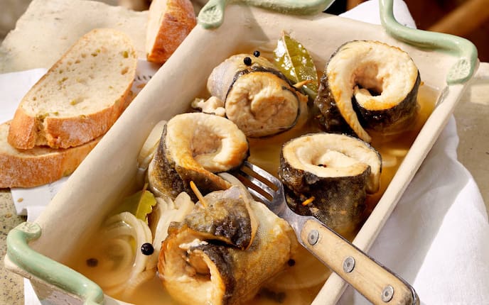 Sauer eingelegte Traunseer Rollmöpse, Rollmops, Traunsee, Fisch, Reinanke, Servus Rezept