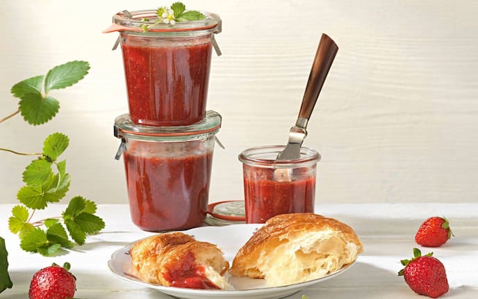 Marmelade, Erdbeeren, Croissant, Eingemachtes, Rezept