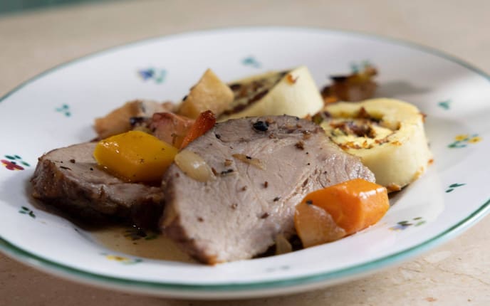 Schwein, Fleisch, Karotten, Lavanttaler Mostbraten, Hauptspeise, Servus Rezept